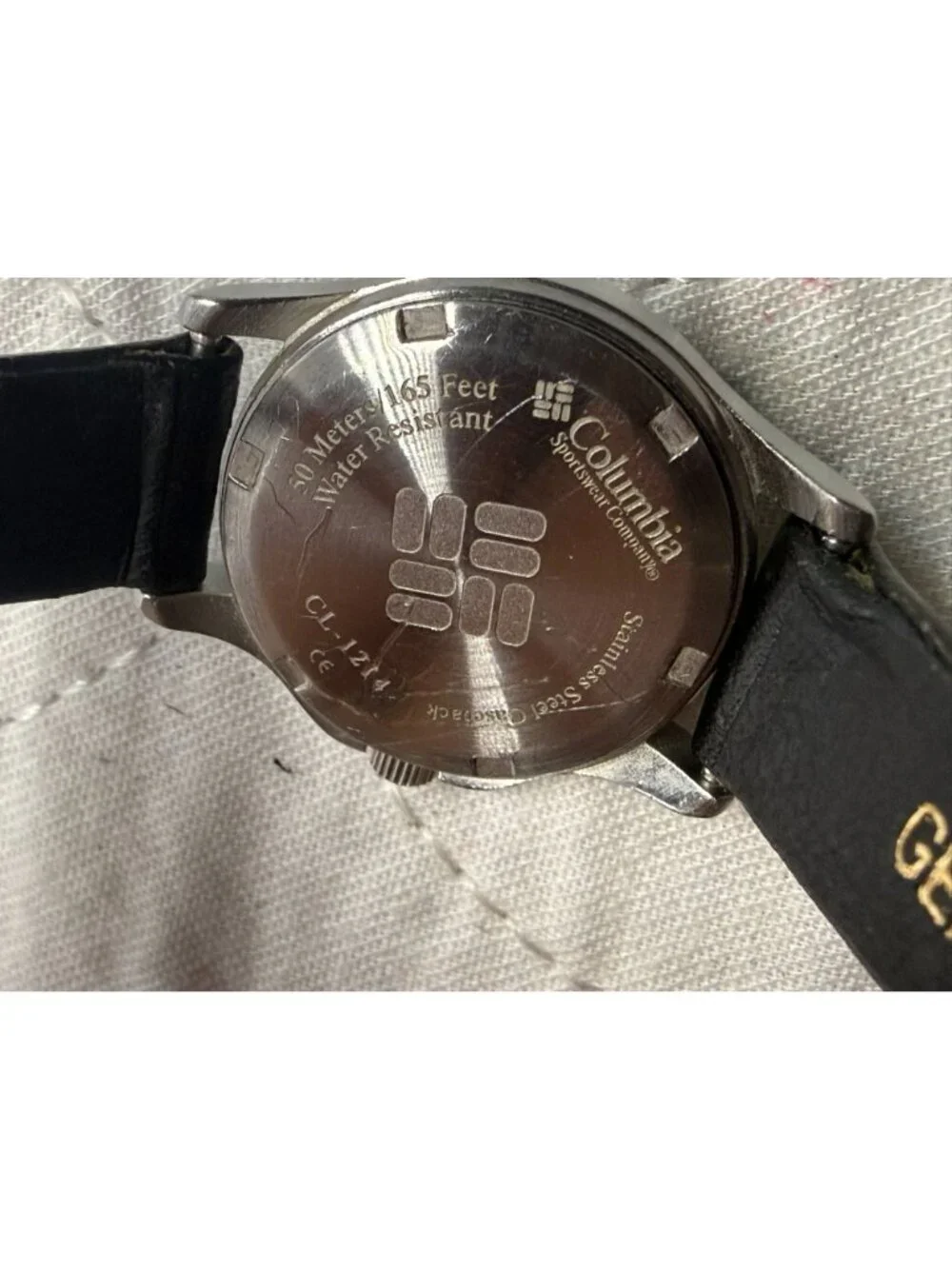 Columbia Women's Silver-Tone Black Dial Arabic Numeral Date Leather Watch WR100M